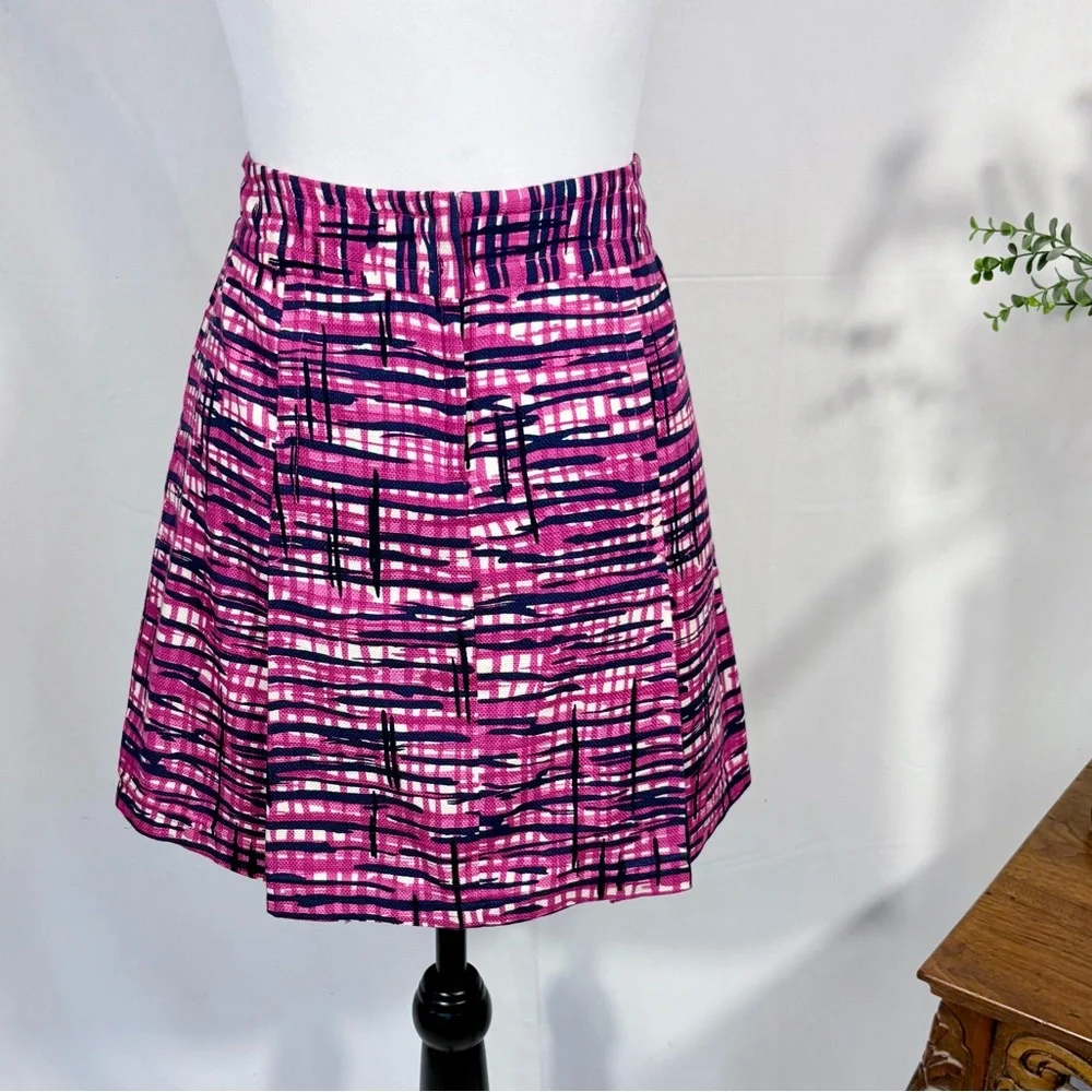 Lilly Pulitzer Graphic Print Inverted Pleat Mini Skirt Oversized Button Sz 2🧡